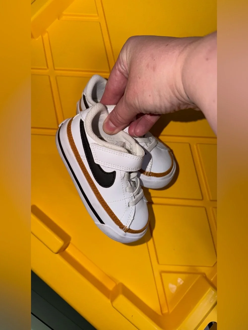 Nike Kids White Sneakers with Brown Trim